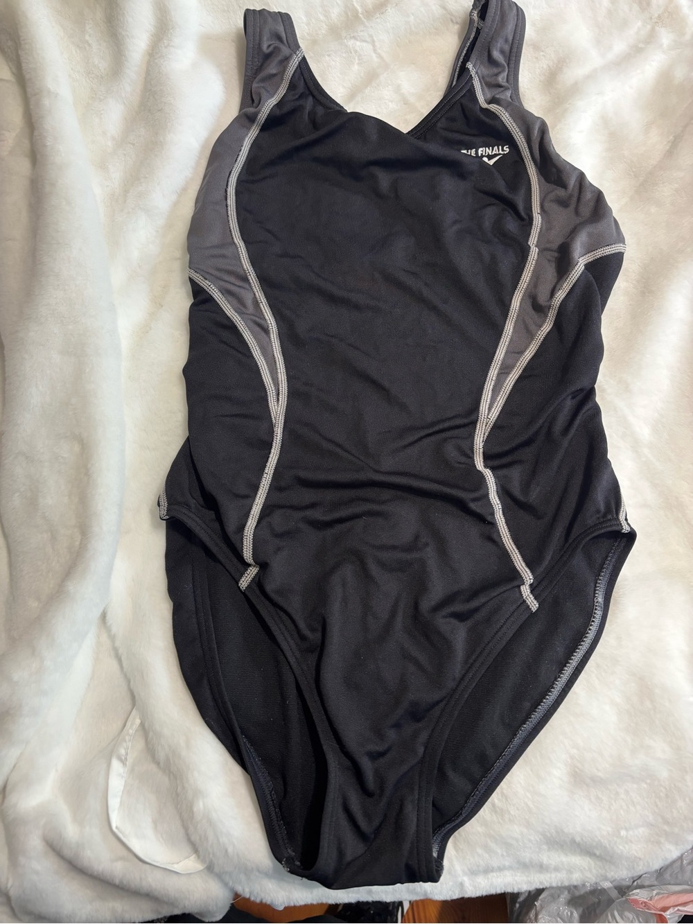 Women's Black and Gray Performance One-Piece Swimsuit